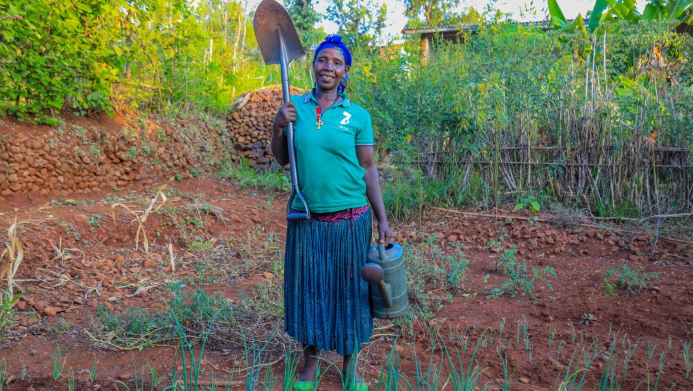 Oribula displays the tools she received from the project